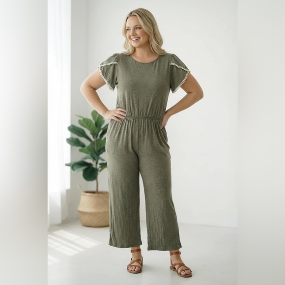 Reborn J Chic Olive Green Women's Jumpsuit - Picture 2 of 2